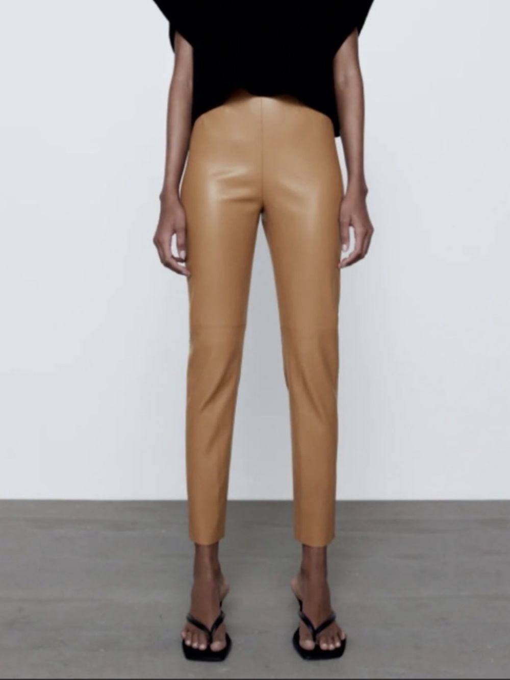 NWOT Zara High Waist Faux Leather Camel Leggings